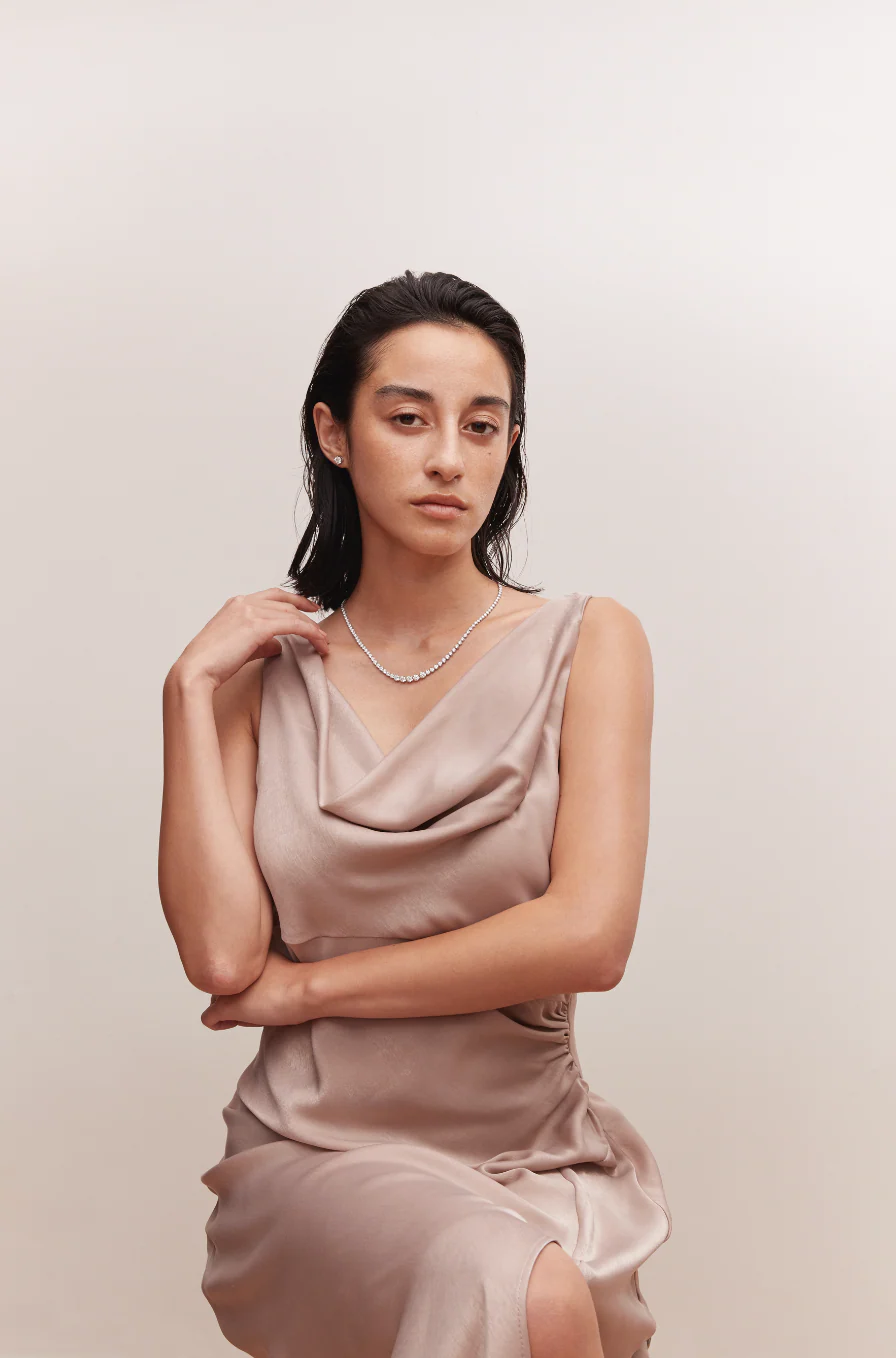 12.75 Graduated Tennis Necklace Rose Gold - Image 4