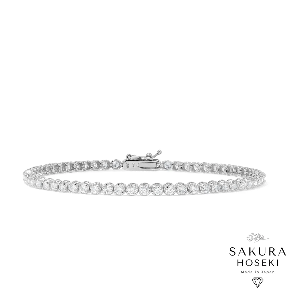 3ct Tennis Bracelet White Gold (Box Clasp)