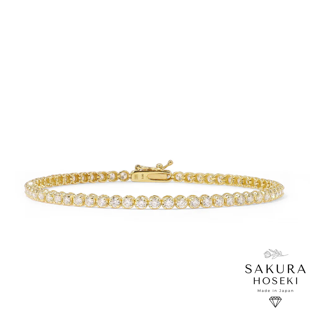 3ct Tennis Bracelet Yellow Gold (Box Clasp)