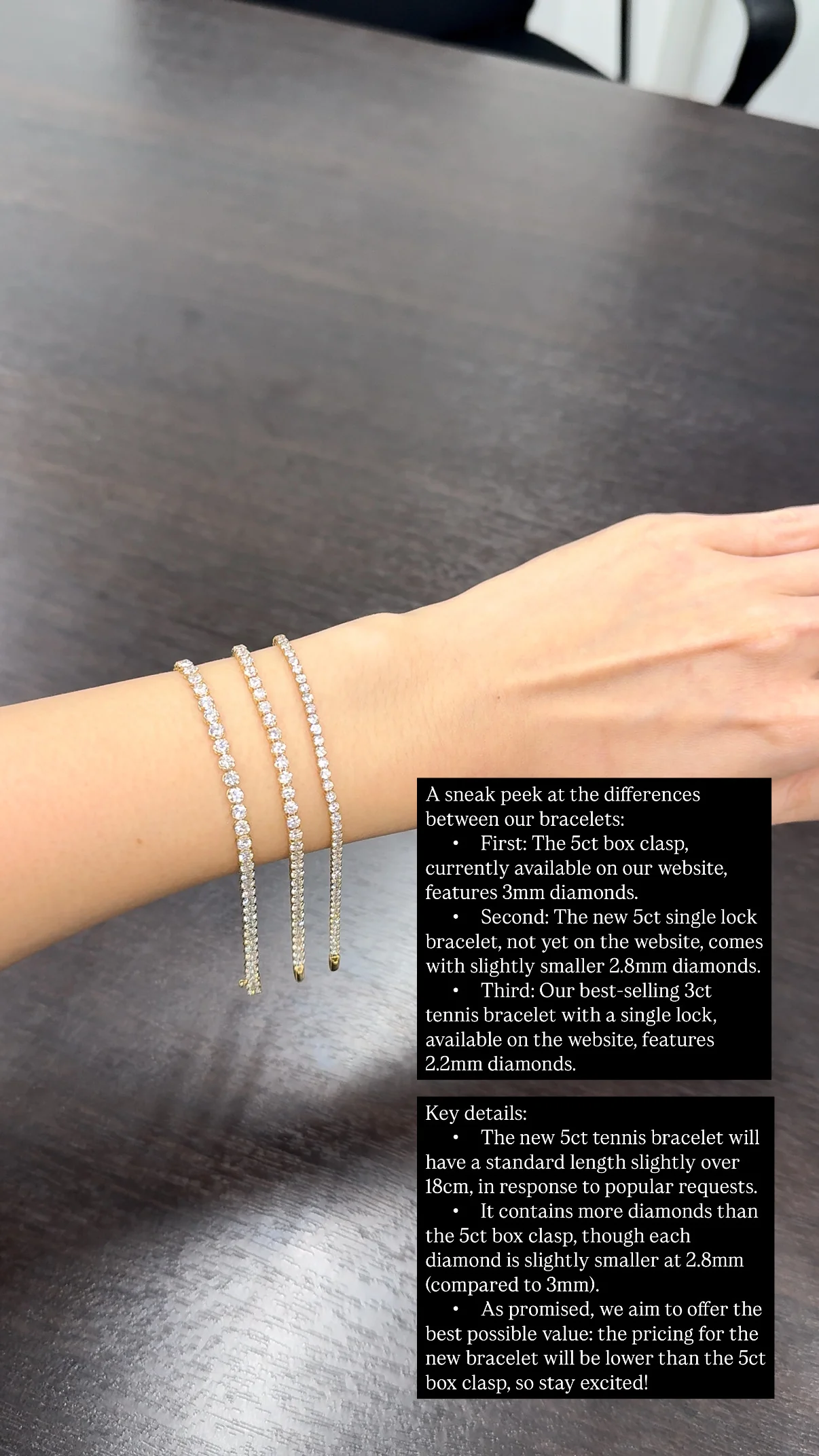 5ct Tennis Bracelet Rose Gold (Single Lock) - Image 2