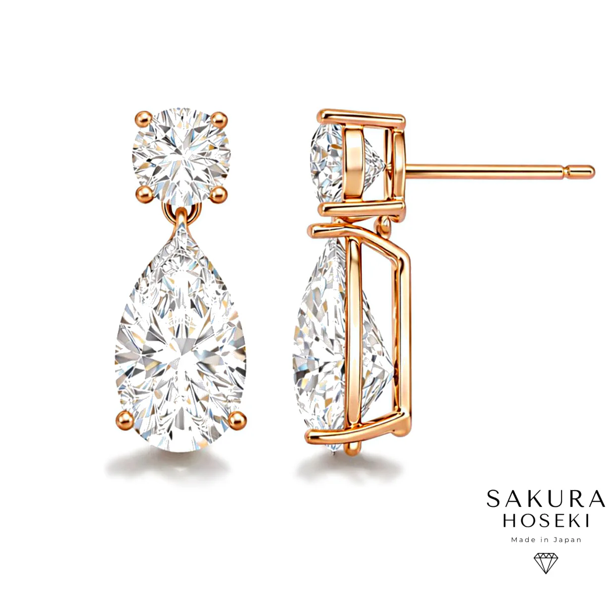 Pear Drop Earrings Rose Gold - Image 3