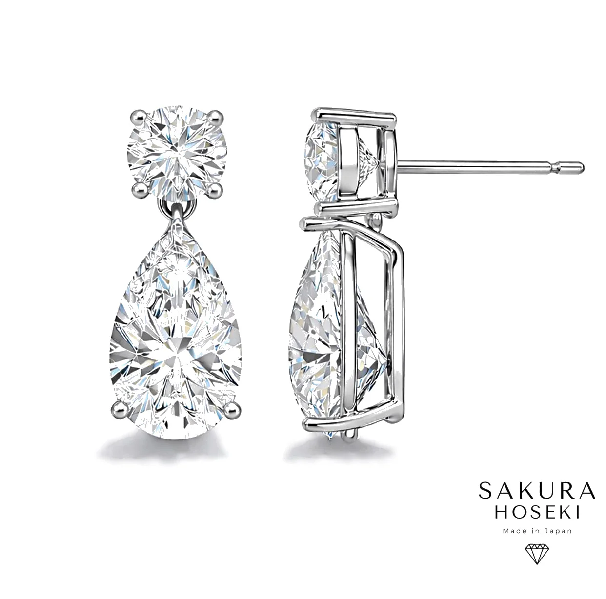 Pear Drop Earrings White Gold - Image 3
